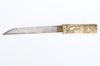 Lot 886 - A Japanese Bone Tanto / Kaiken Dagger