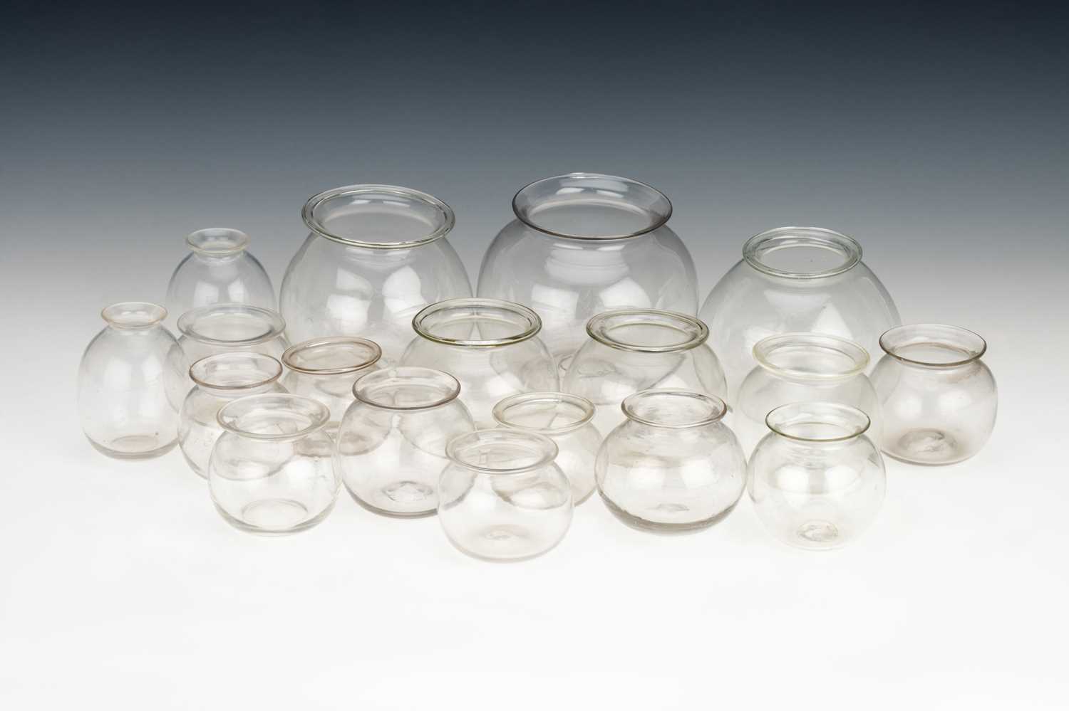 Lot 53 - Large Collection of 18 Victorian Leech Jars