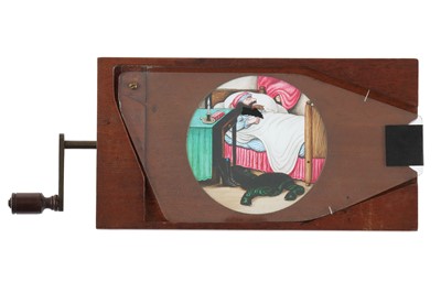 Lot 285 - A ‘Man Eating Rats’, Hand-Painted Rackwork Magic Lantern Slide