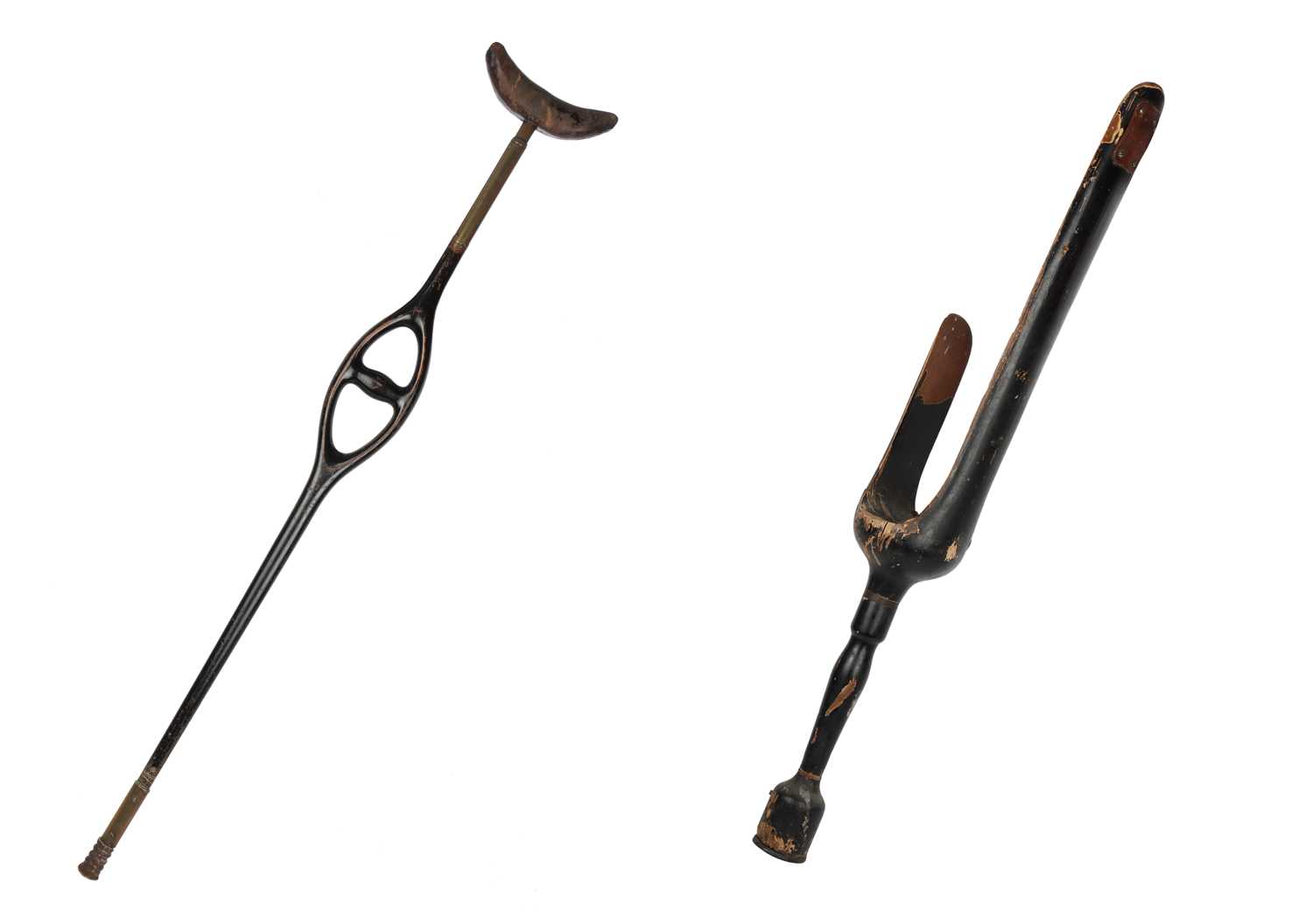 Lot 88 - A Victorian Amputee's Wooden Leg and Crutch