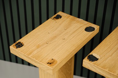 Lot 573 - A Pair of Custom-Made Wooden Speaker Stands