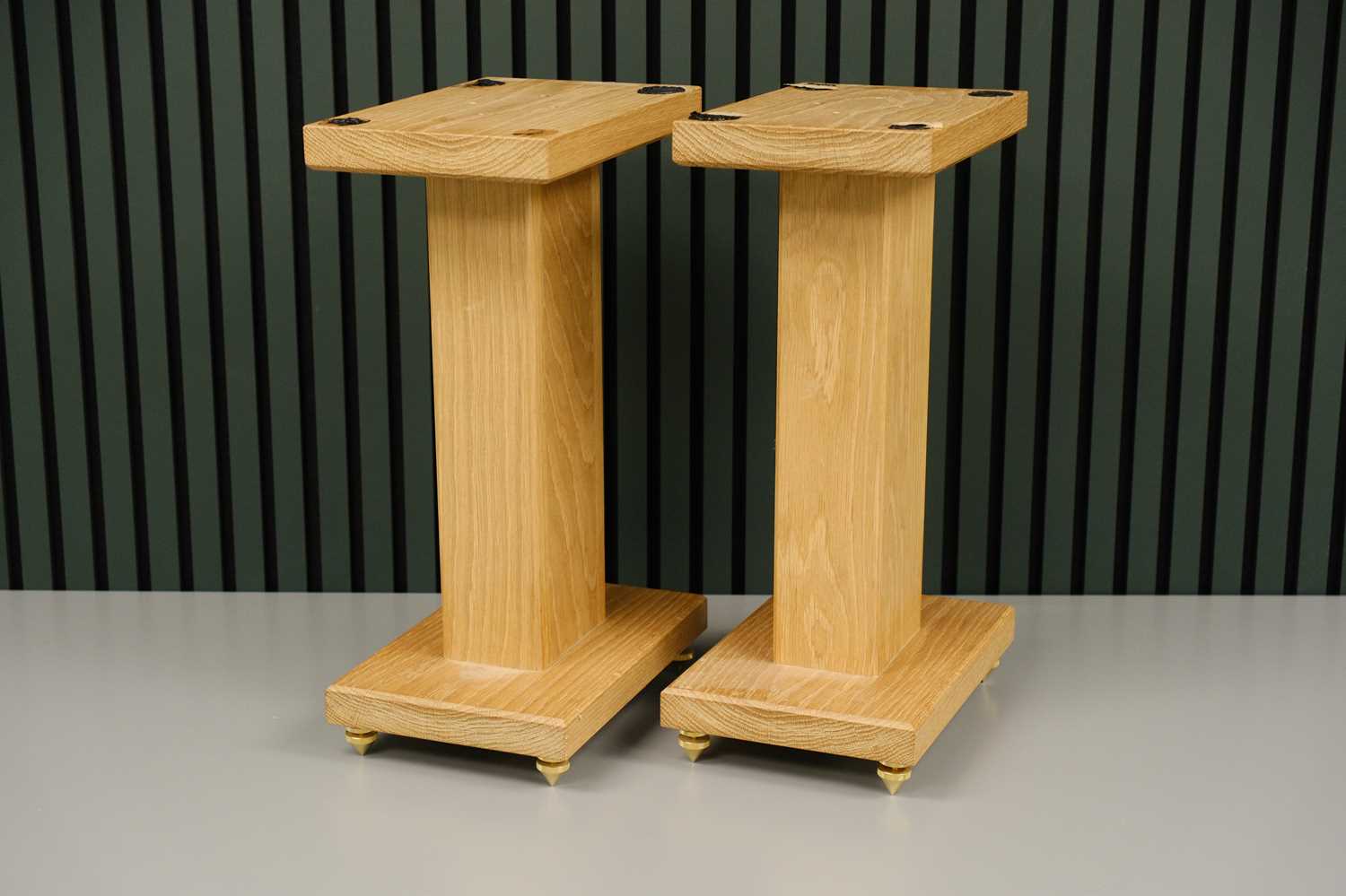 Lot 573 - A Pair of Custom-Made Wooden Speaker Stands