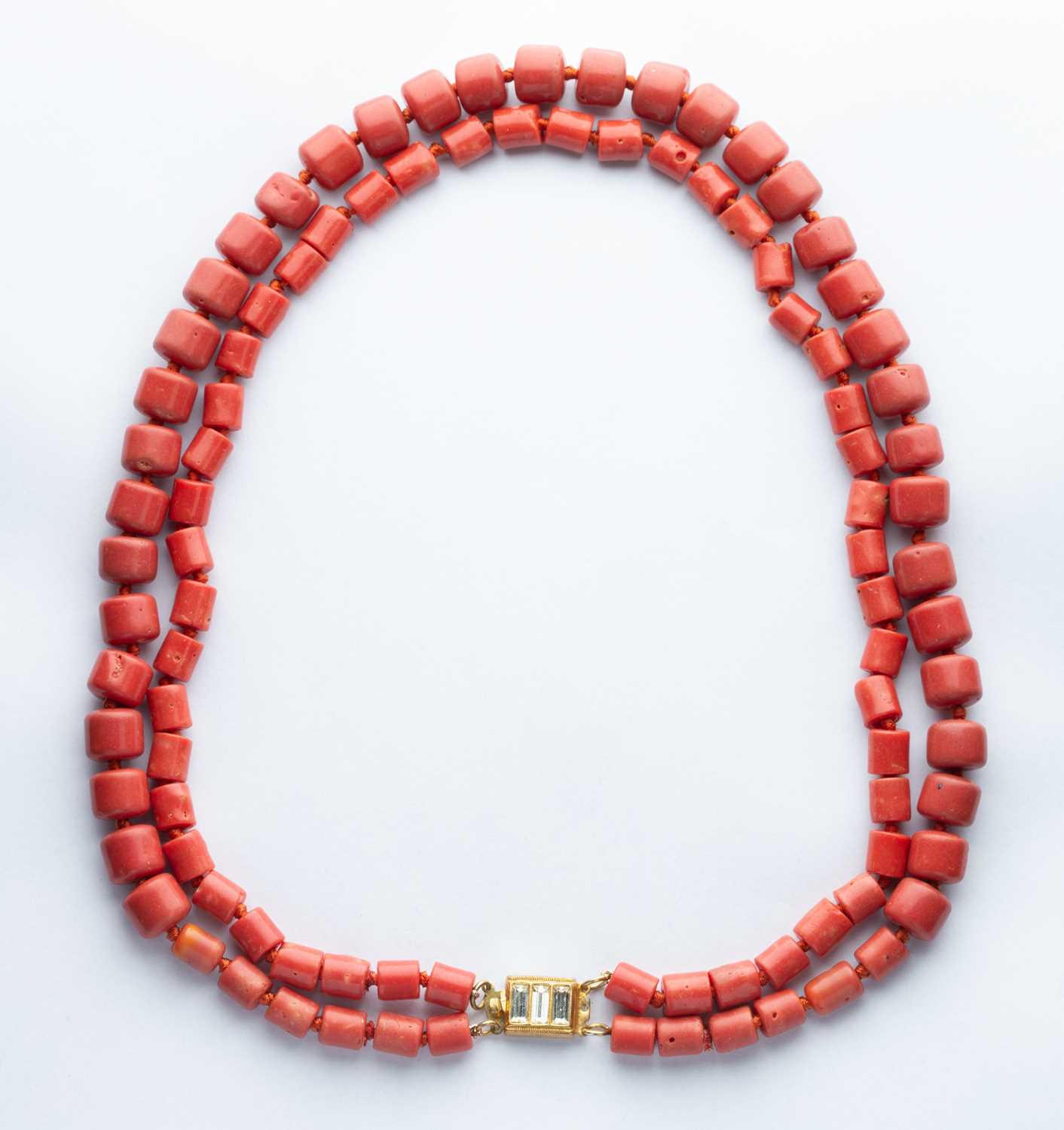 Lot 38 - A Double Row Red Coral Necklace