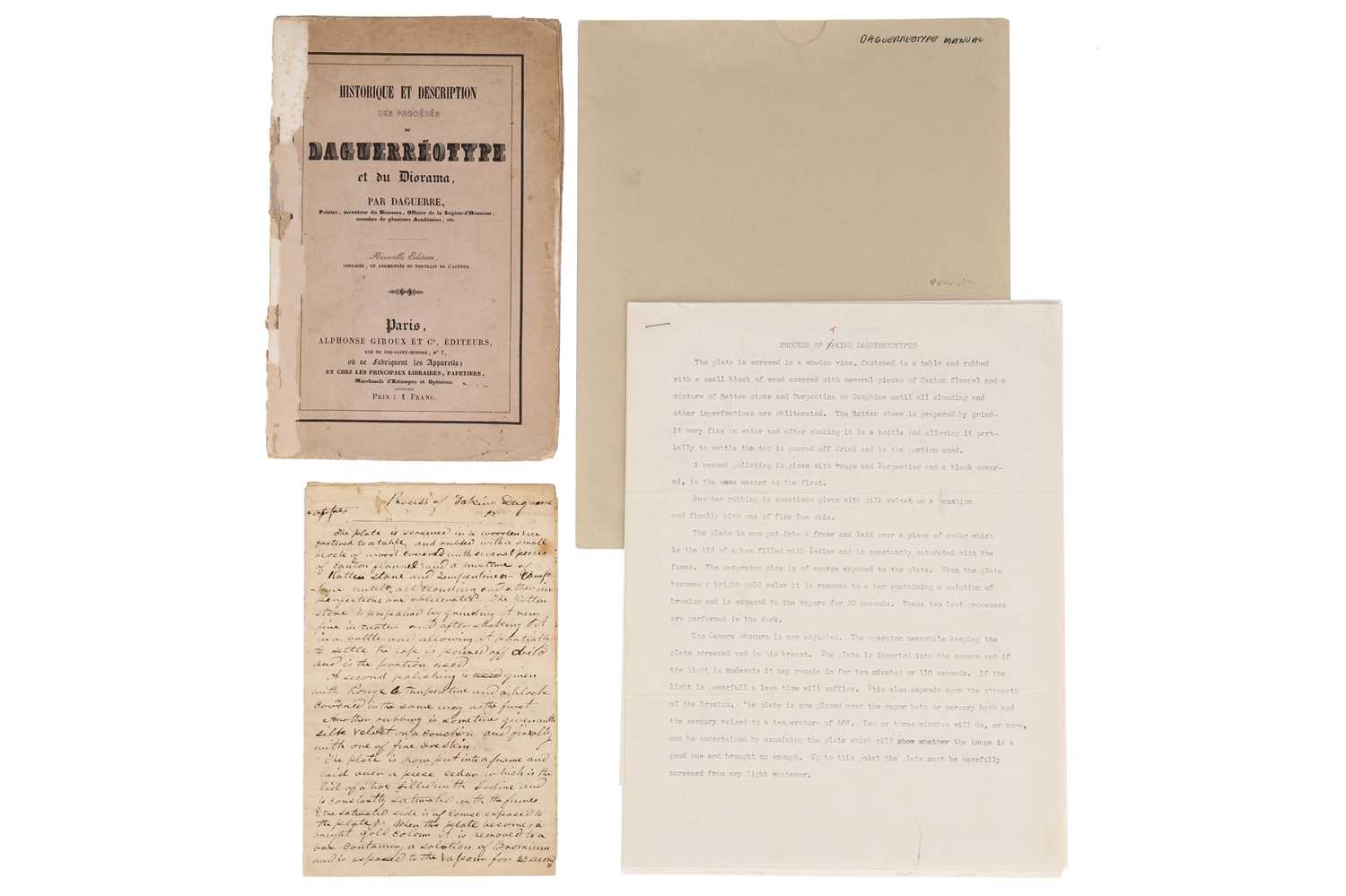 Lot 1 - History and Description of the Processes of the Daguerreotype and the Diorama, By Daguerre