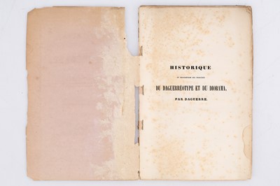 Lot 1 - History and Description of the Processes of the Daguerreotype and the Diorama, By Daguerre