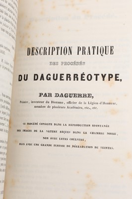 Lot 1 - History and Description of the Processes of the Daguerreotype and the Diorama, By Daguerre
