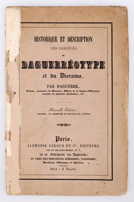Lot 1 - History and Description of the Processes of the Daguerreotype and the Diorama, By Daguerre