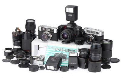 Lot 124 - A Group of Yashica Cameras, Lenses and Photographica